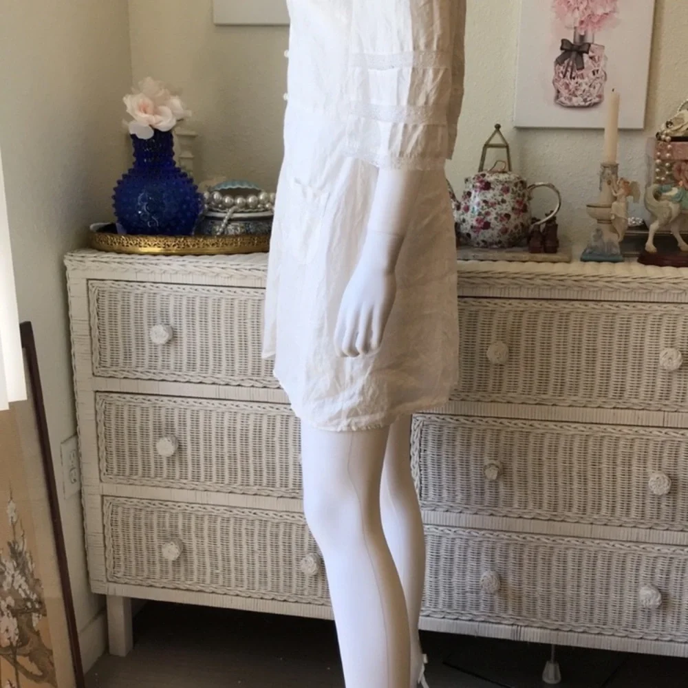 Reformation Eloise 100% linen button front dress white color size 10 - Picture 8 of 11